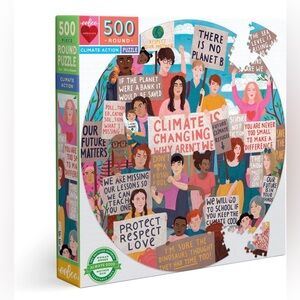 eeBoo: Piece and Love Climate Action 500 Piece Round Adult Jigsaw Puzzle